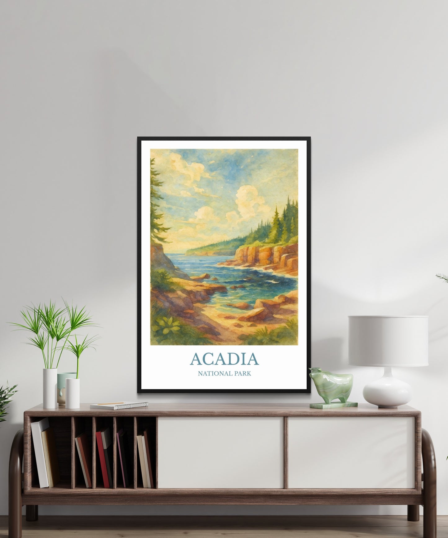 Acadia, Watercolor design poster, National Park Print, Acadia Wall Art