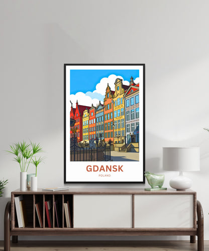 Gdańsk  Travel Poster - Captivating Townhouses View