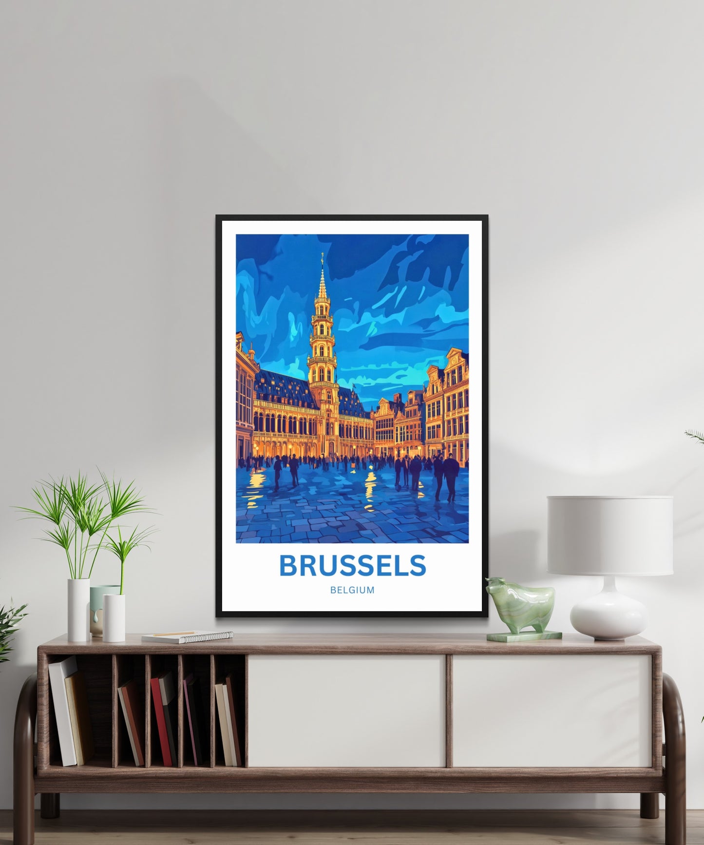 Brussels Travel Poster - Evening Lights of Belgium