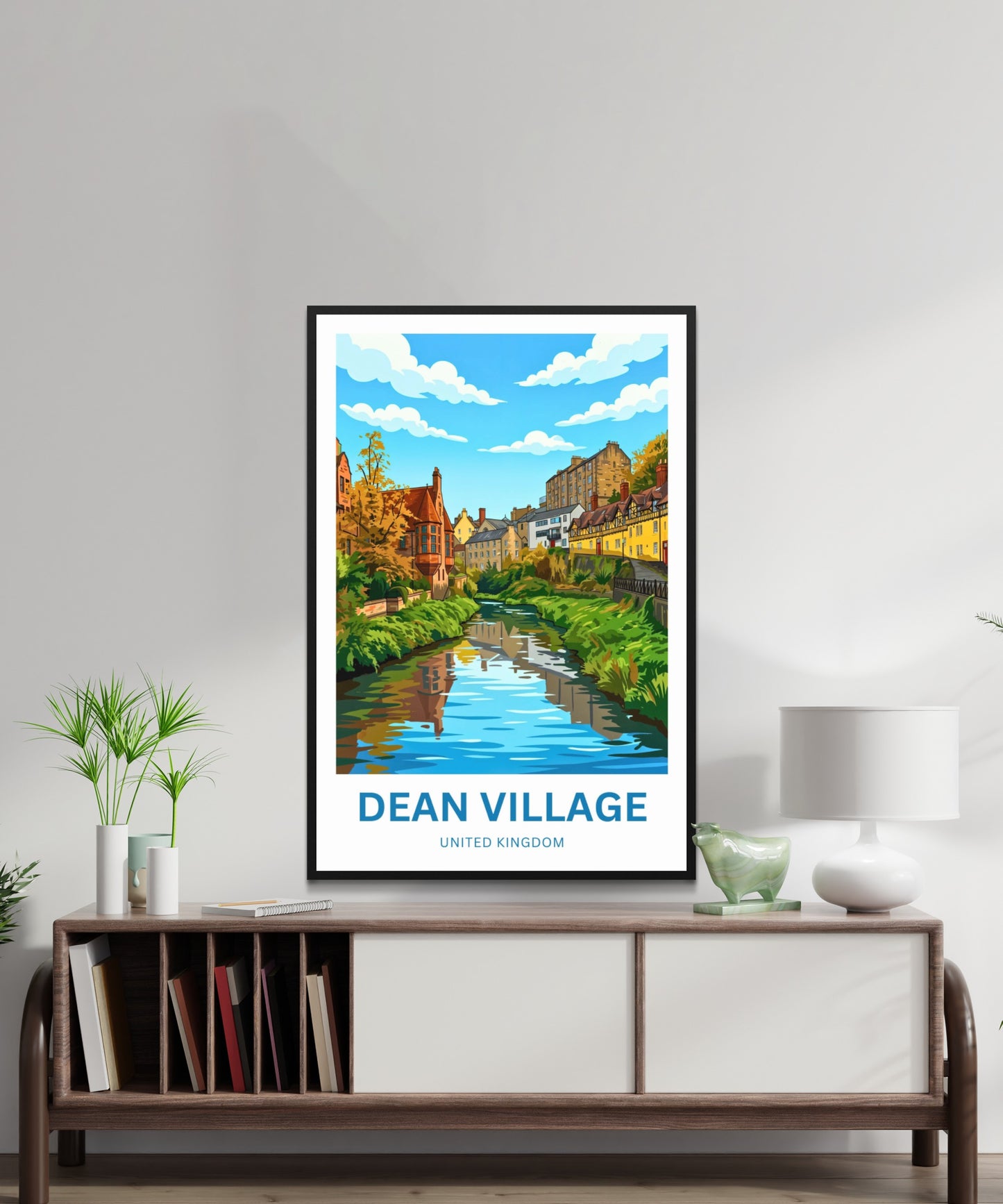 Dean Village Travel Poster - Water of Leith Serenity