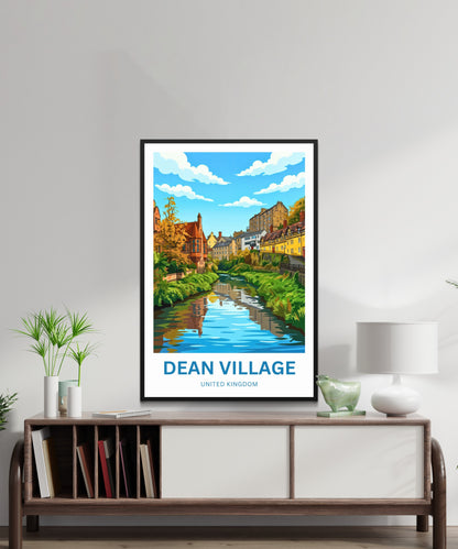 Dean Village Travel Poster - Water of Leith Serenity