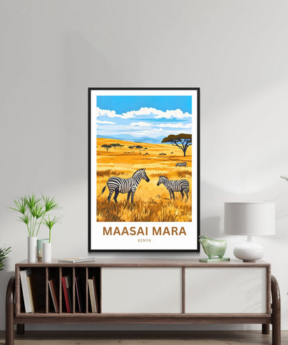 Maasai Mara Travel Poster - Captivating Wildlife in Kenya