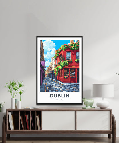 Dublin Travel Poster- Cobbled Charms of Temple Bar