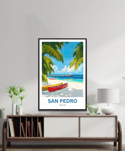 San Pedro Travel Poster - Captivating Tropical Beach of Belize
