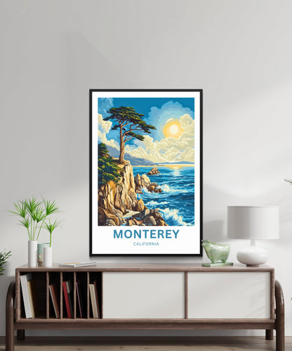 Monterey Travel Poster  - California Sunset and Coastal Views