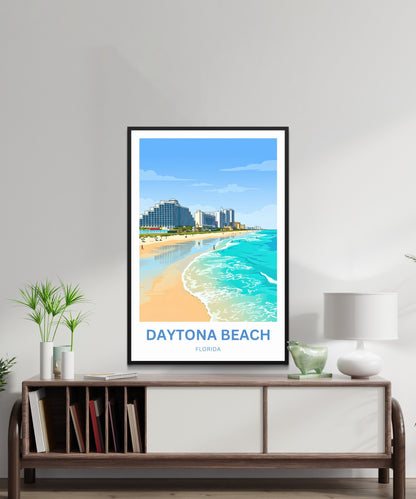 Daytona Beach, Florida Travel Poster - Captivating Shoreline