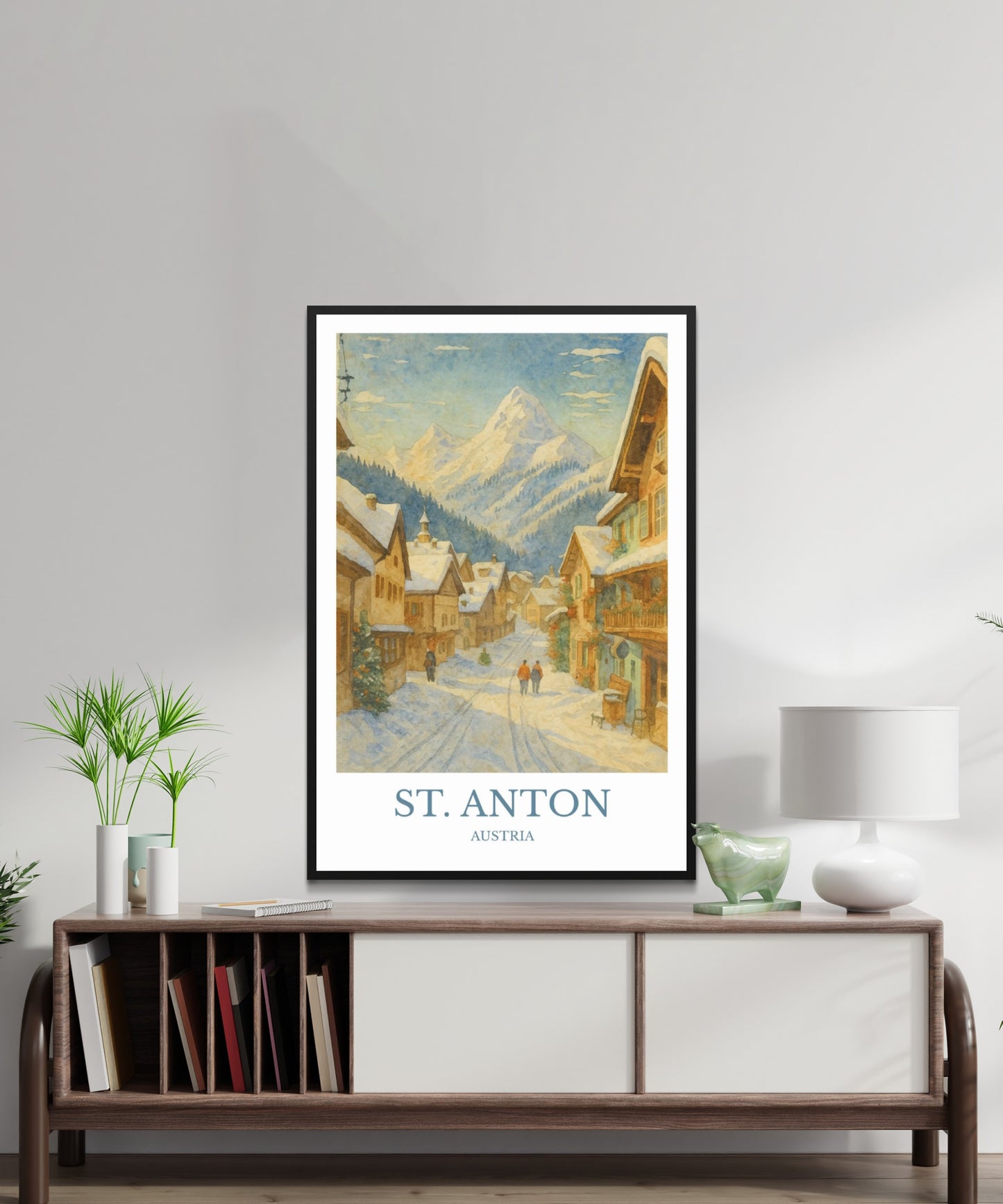 St. Anton, Watercolor design poster, Austria Print, St. Anton Wall Art