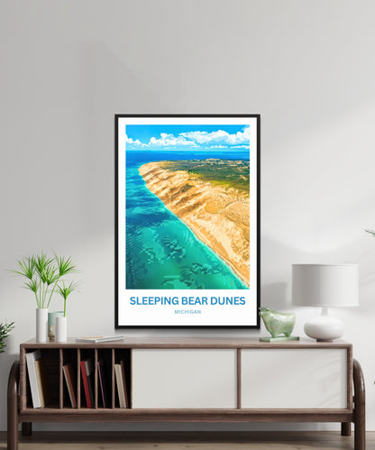 Sleeping Bear Dunes Travel Poster - Famous Massive Sand