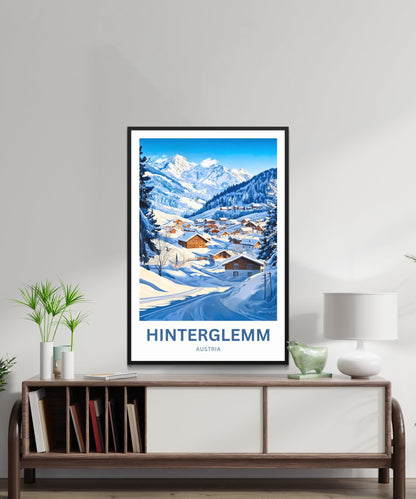 Hinterglemm Travel Poster - Captivating View of Australian Snowy Village