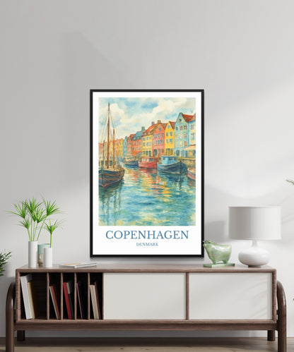 Copenhagen, Watercolor design poster, Denmark Print, Copenhagen Wall Art