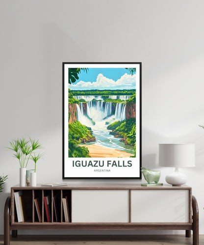 Iguazu Falls Travel Poster - Argentina and Brazil Wonders