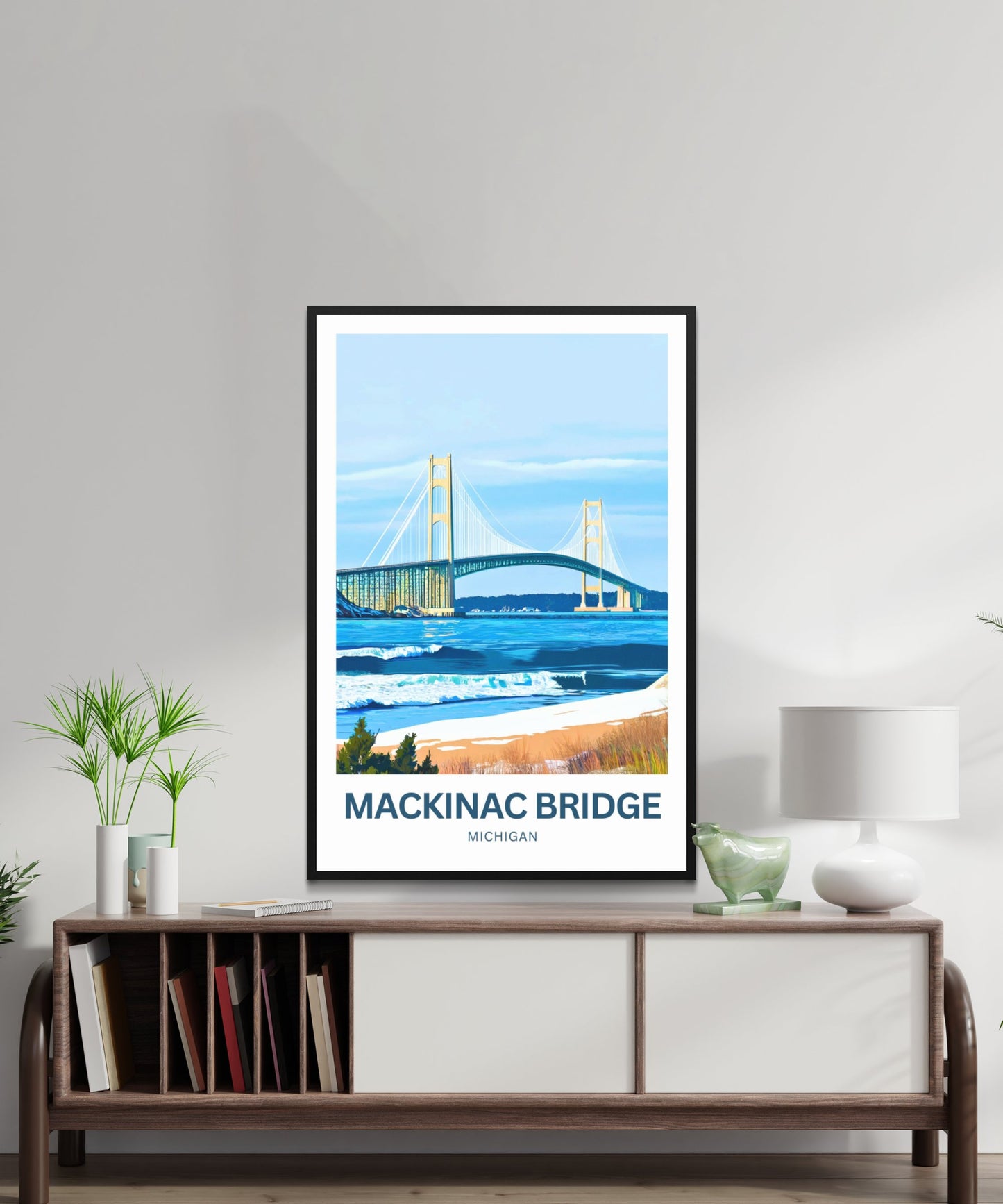Mackinac Bridge Travel Poster - Iconic Bridge of Michigan