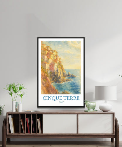 Cinque Terre, Watercolor design poster, Italy Print, Cinque Terre Wall Art