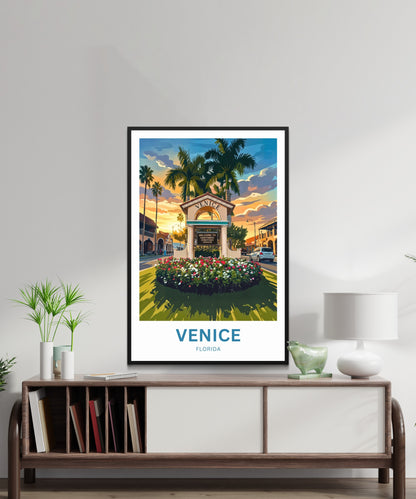 Venice, Florida Travel Poster - Downtown