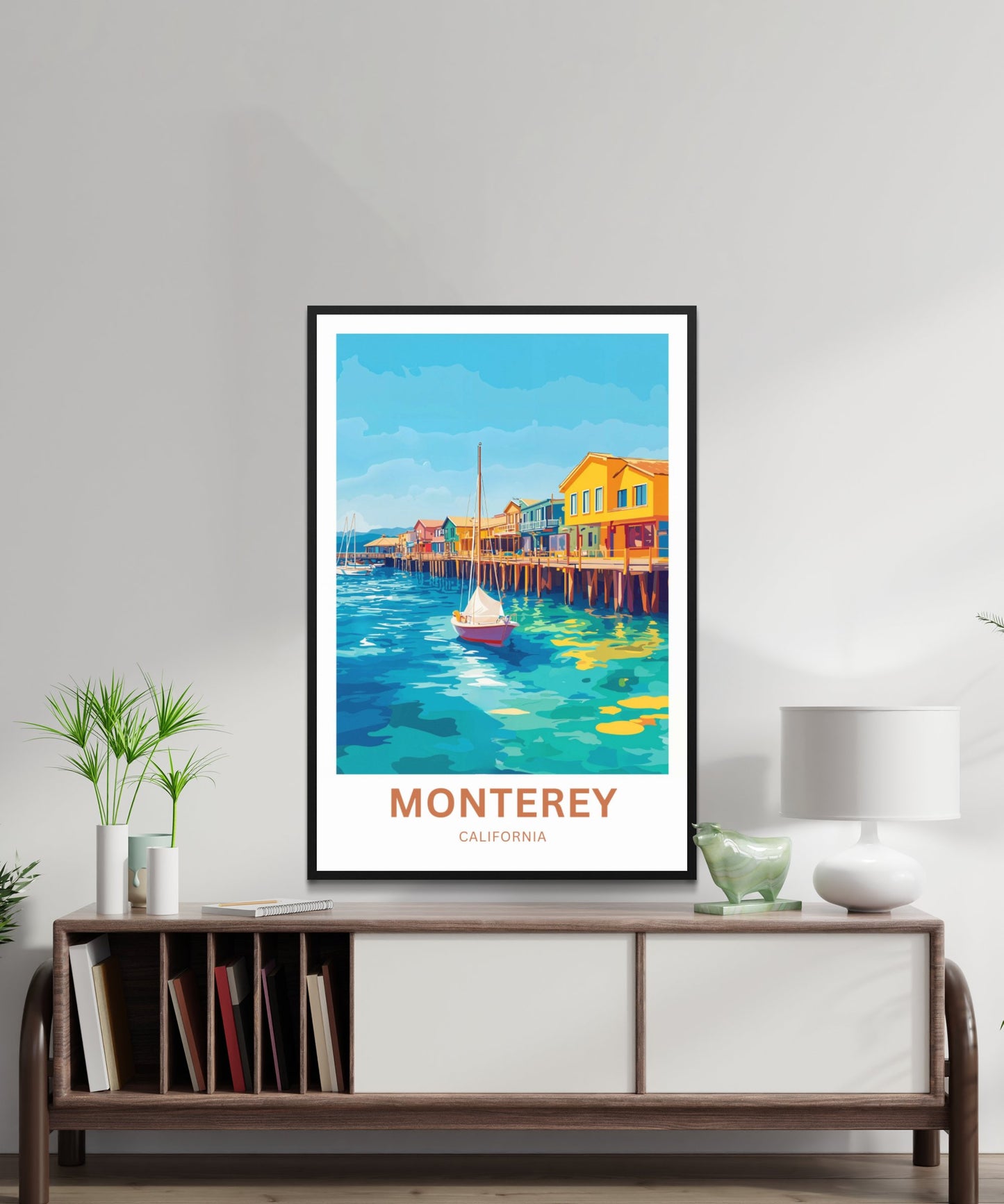 Monterey Travel Poster - California Coastal Village Charm