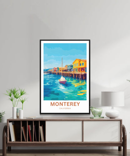 Monterey Travel Poster - California Coastal Village Charm