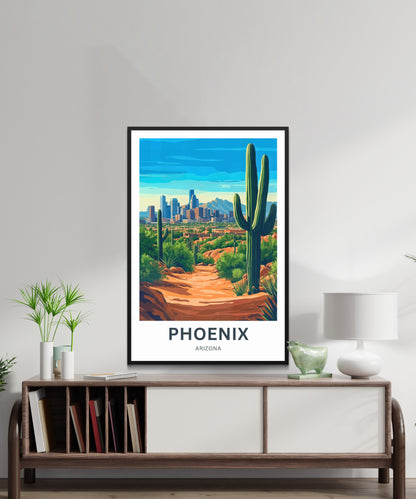 Phoenix Travel Poster - Arizona City Desert View