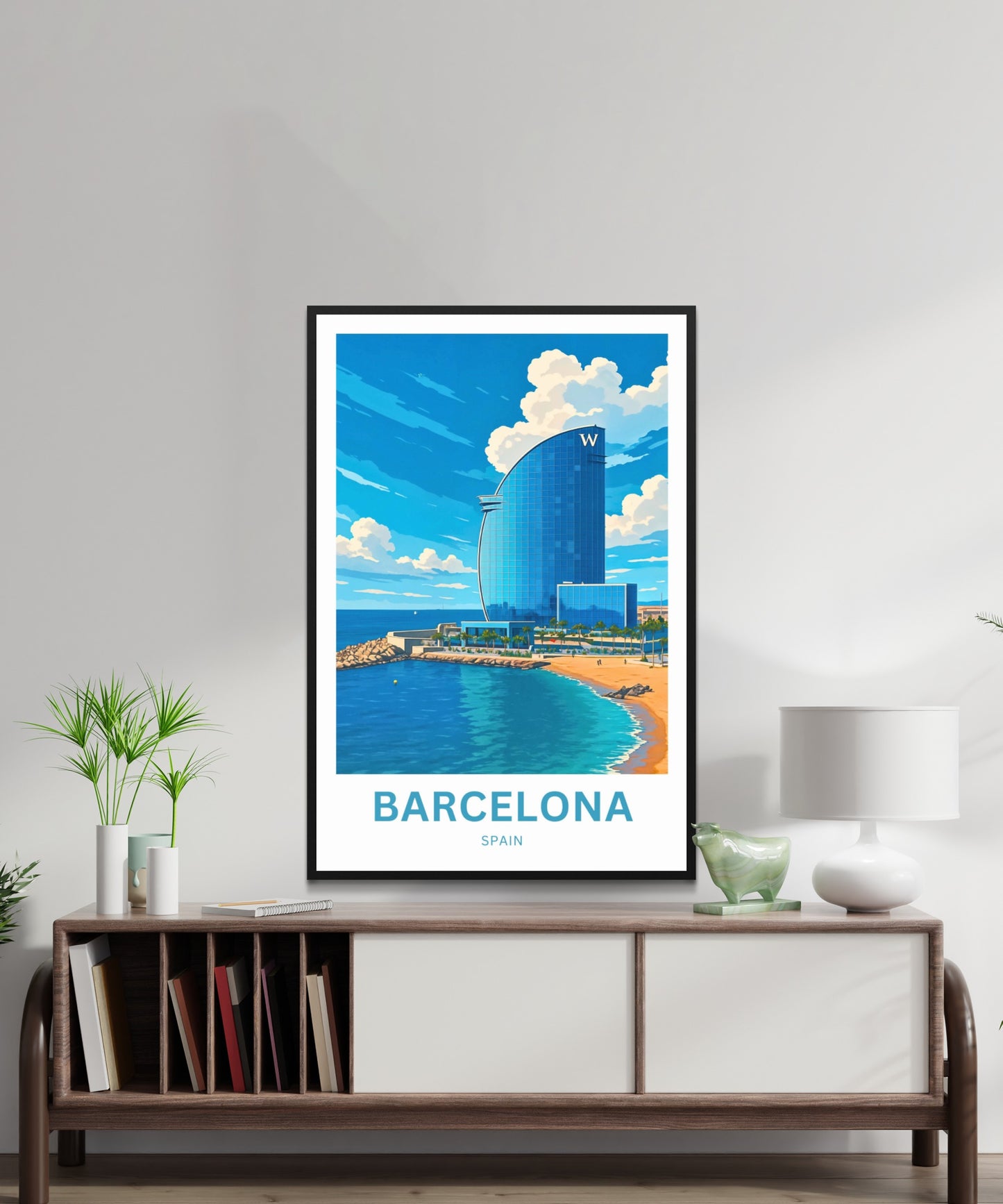 Barcelona Travel Poster  - Spain Skyline Icon