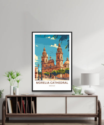 Morelia Cathedral Travel Poster - Spiritual Haven