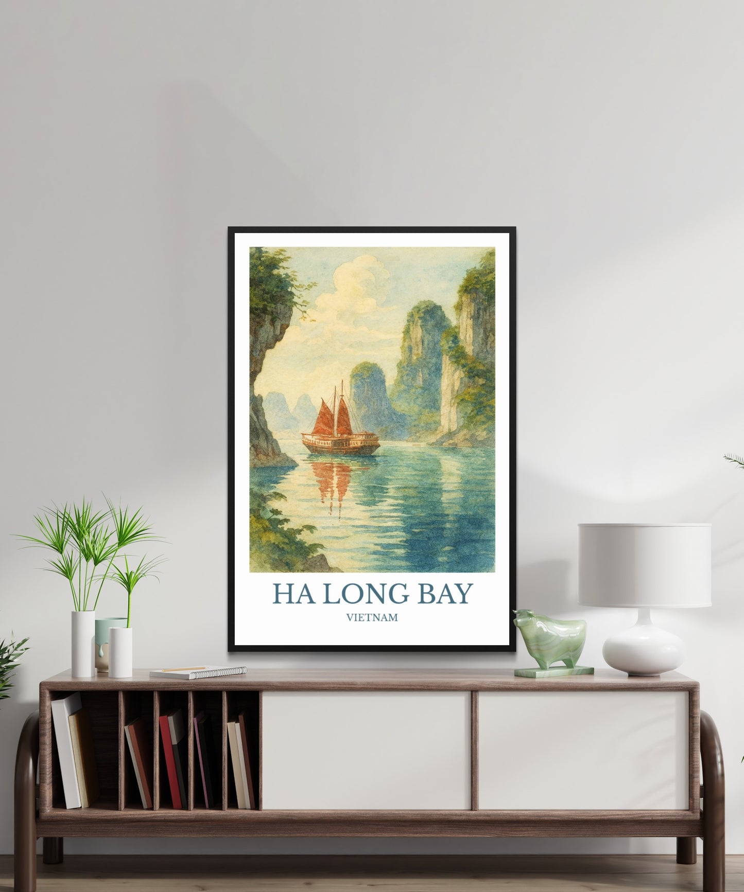 Hạ Long Bay, Watercolor design poster, Vietnam Print, Hạ Long Bay Wall Art