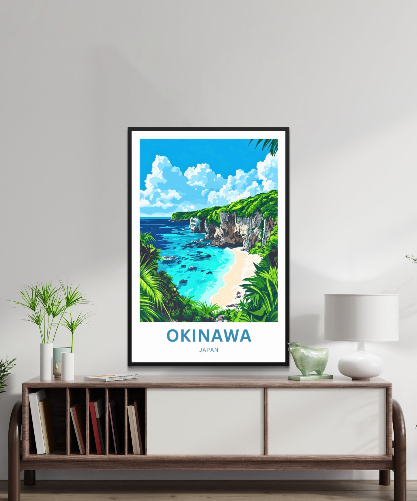 Okinawa Beach Travel Poster  - Japan Stunning Cliff
