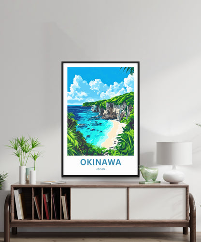 Okinawa Beach Travel Poster  - Japan Stunning Cliff