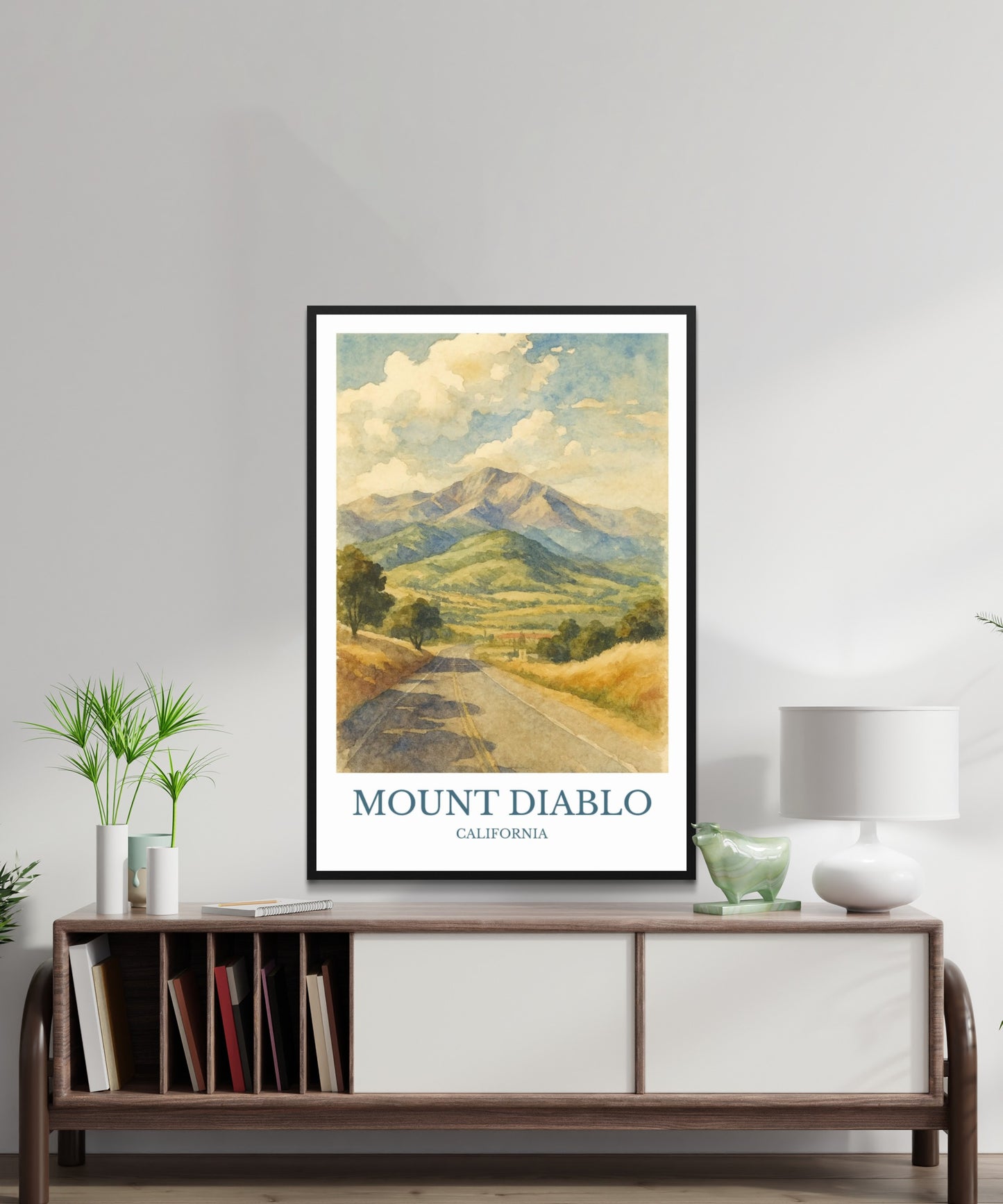 Mount Diablo, Watercolor design poster, California Print, Mount Diablo Wall Art