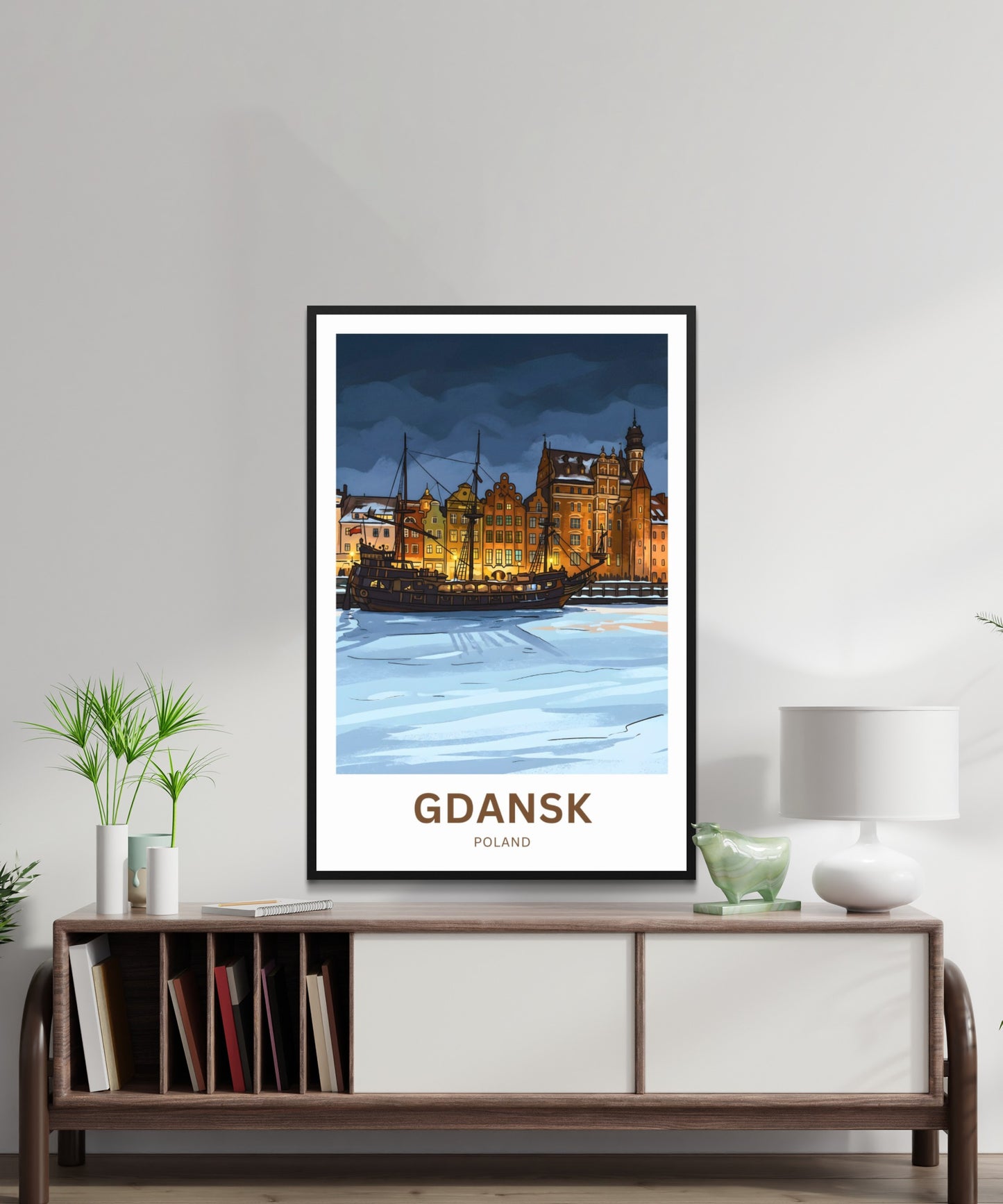 Gdańsk  Travel Poster - Glowing Port Nights