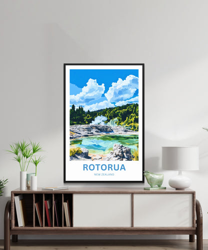 Rotorua Travel Poster - New Zealand