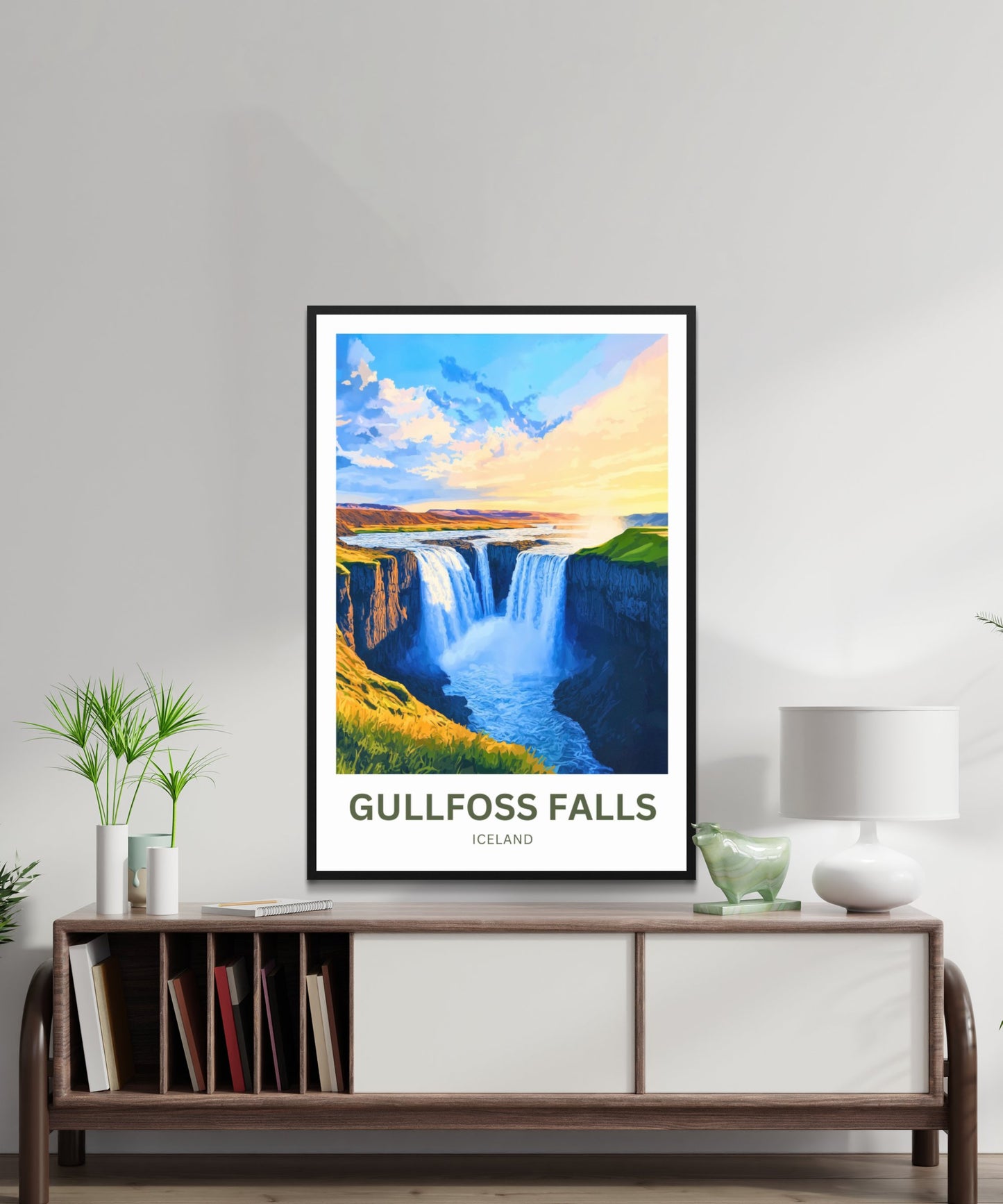 Gullfoss Falls Travel Poster - Majestic Waterfalls of Iceland