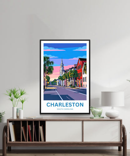 Charleston Historic District Travel Poster - Southern Glow