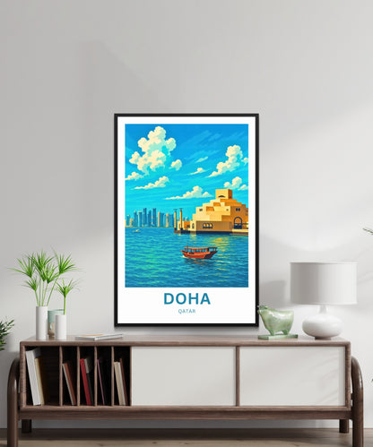 Doha Qatar Travel Poster - Iconic Islamic Museum
