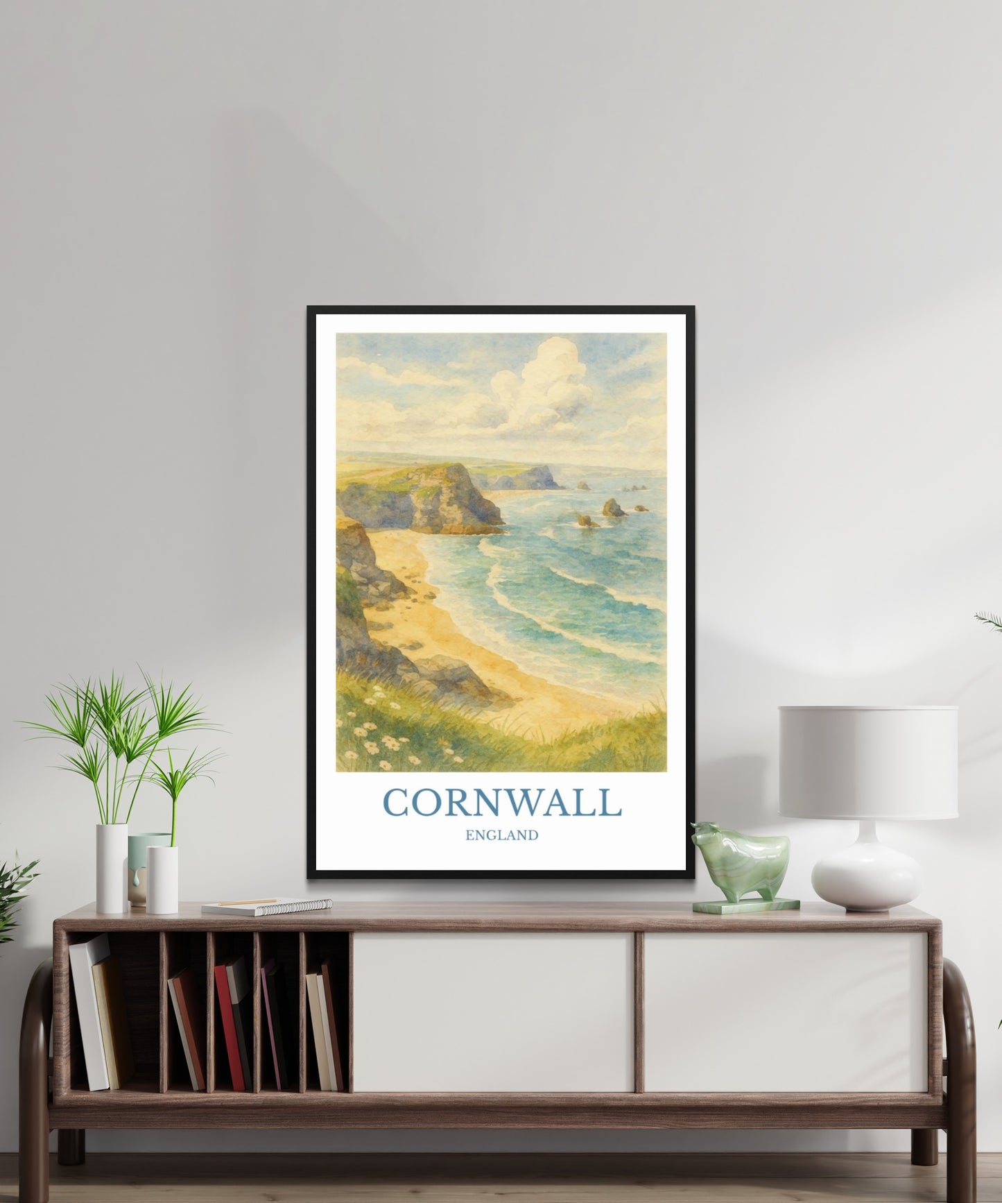 Cornwall, Watercolor design poster, England Print, Cornwall Wall Art