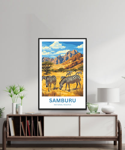 Samburu National Reserve Travel Poster - Wildlife and Adventure