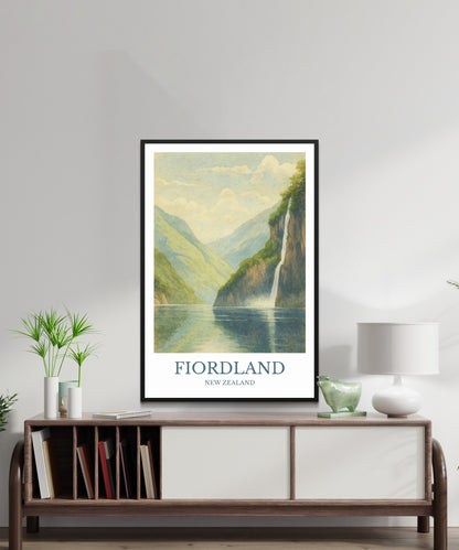 Fiordland, Watercolor design poster, New Zealand Print, Fiordland Wall Art