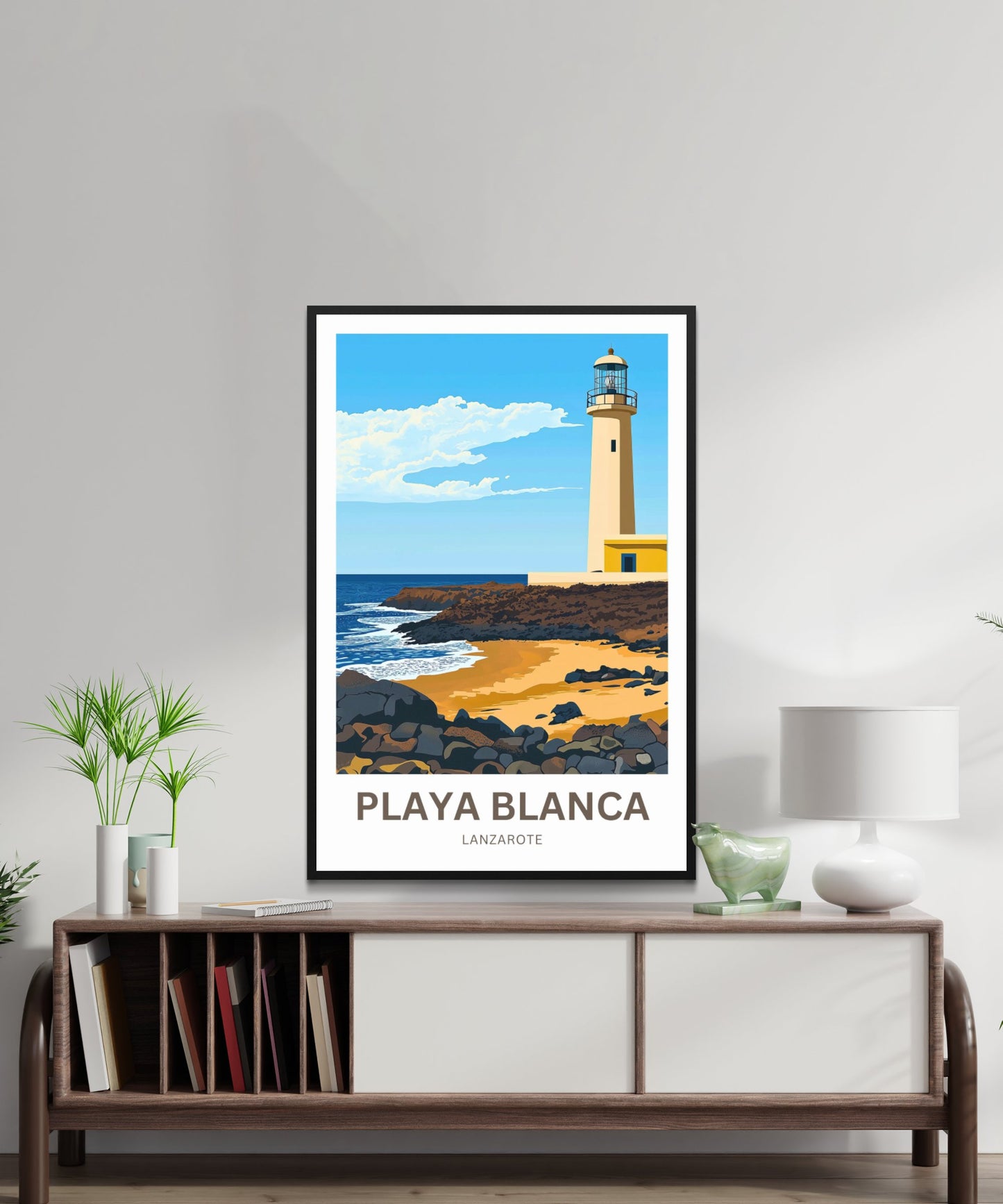 Playa Blanca Travel Poster- Captivating Serene Coast and lighthouse