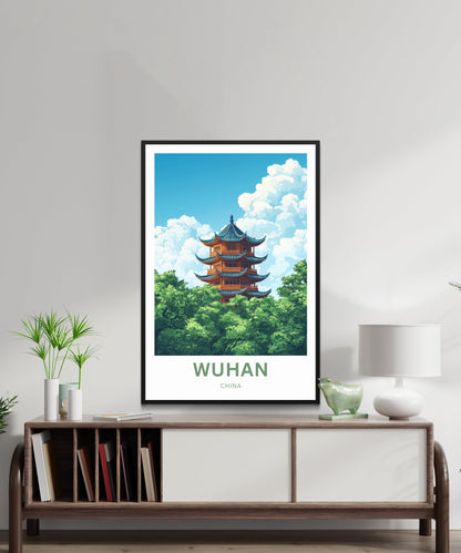 Wuhan Travel Poster - Ancient Temple Architecture