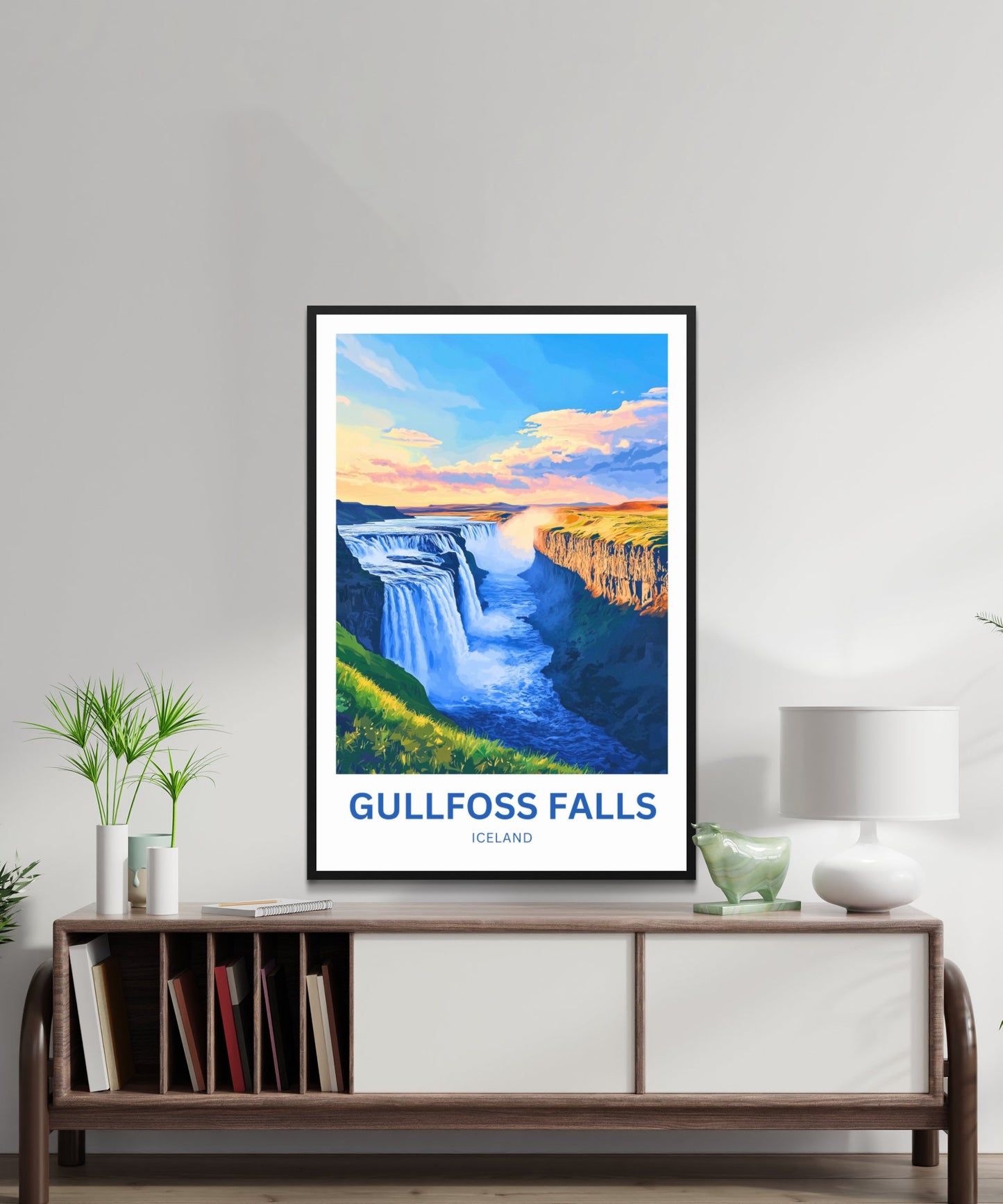 Gullfoss Falls Travel Poster - Iceland Landscape