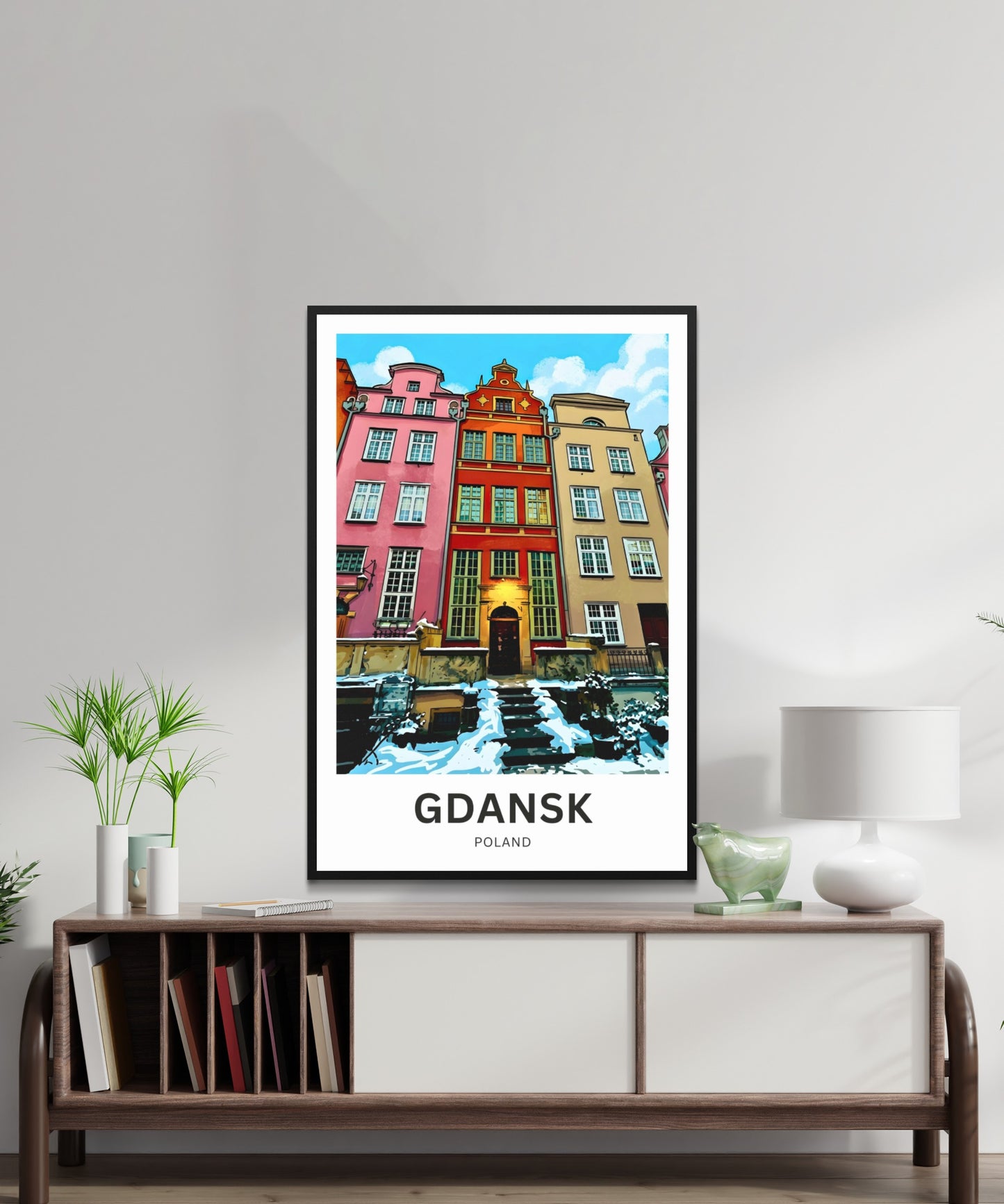 Gdańsk  Travel Poster - Poland Colorblock Townhouses