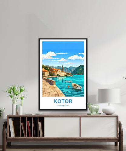 Kotor Travel Poster -   Pearl of Montenegro