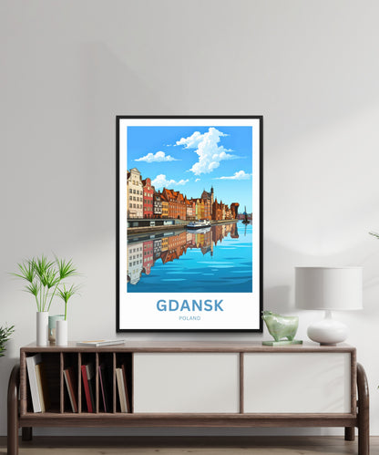Gdańsk  Travel Poster - Riverside History