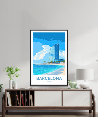 Barcelona Travel Poster  - Captivating Seaside Beach, Spain