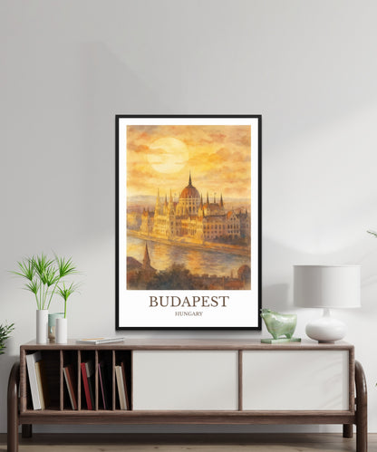 Budapest, Watercolor design poster, Hungary Print, Budapest Wall Art