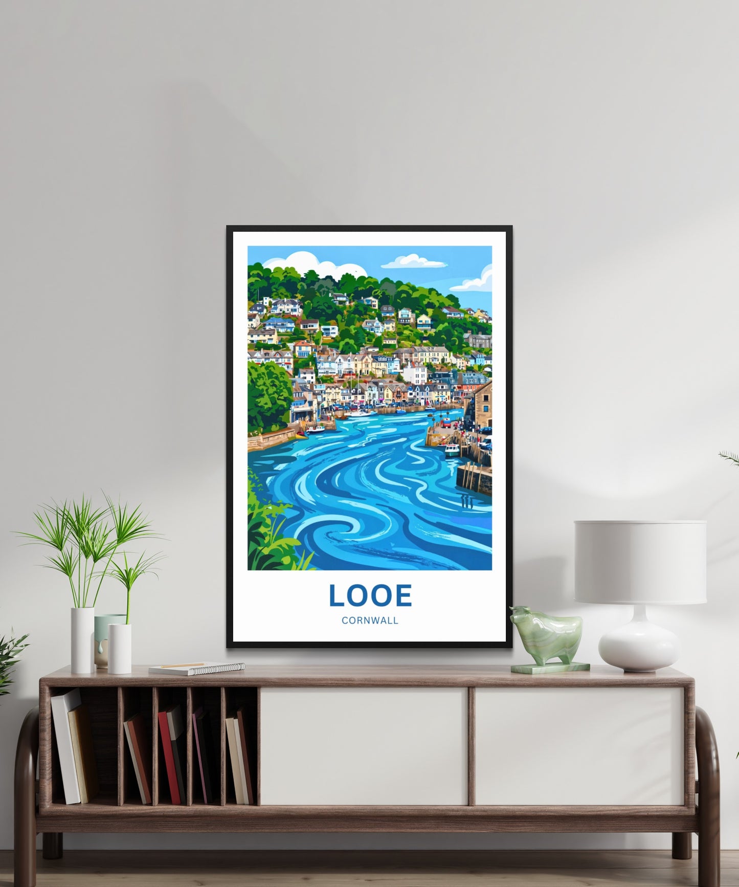 Looe, Cornwall Travel Poster - Harbour Days