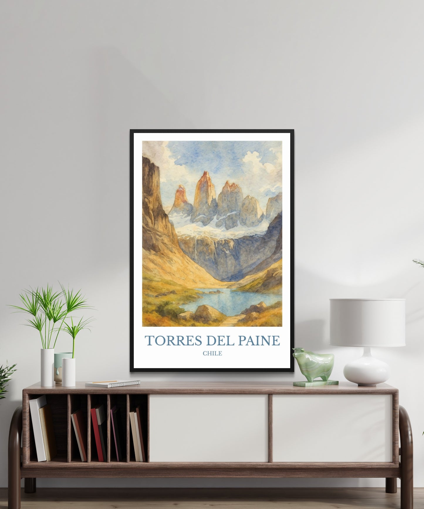 Torres del Paine, Watercolor design poster, Chile Print, Torres del Paine Wall Art