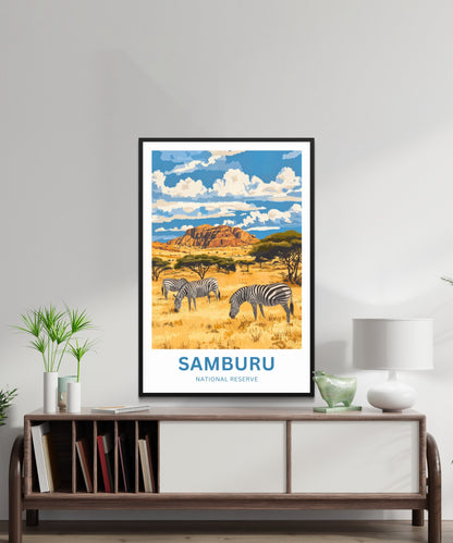 Samburu National Reserve Travel Poster - Grevy's Zebra