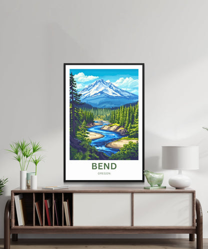 Bend Travel Poster - Oregon Stunning Mountains View
