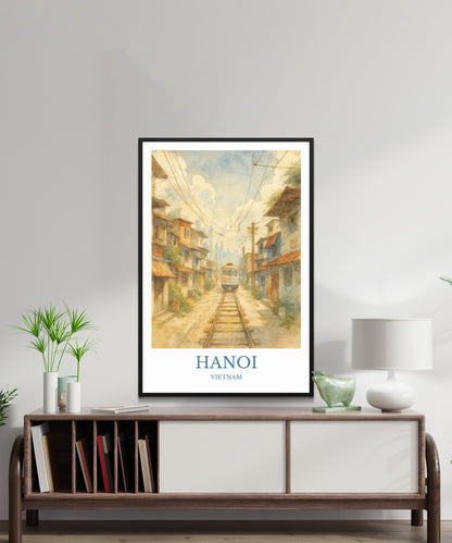 Hanoi, Watercolor design poster, Vietnam Print, Hanoi Wall Art