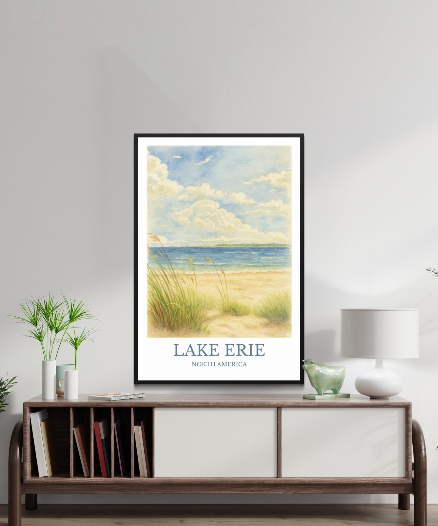 Lake Erie, Watercolor design poster, North America Print, Lake Erie Wall Art
