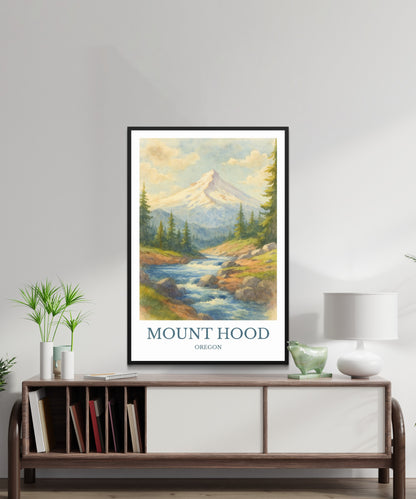 Mount Hood, Watercolor design poster, Oregon Print, Mount Hood Wall Art